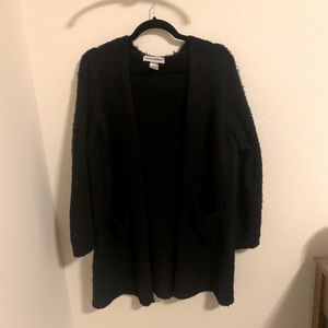 Fuzzy Black Cozy Open Front Longline Cardigan with Pockets! Size XXL